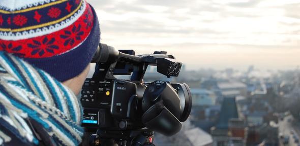 A camera operator at the University of Cambridge.